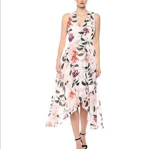 Calvin Klein Chiffon Sleeveless V Neck Maxi Dress